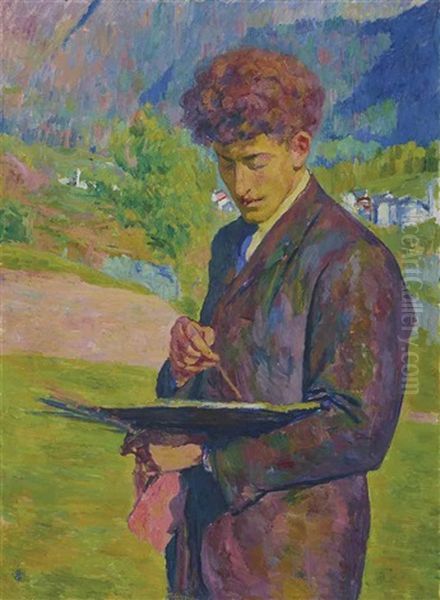 Il Pittore (alberto Giacometti) Oil Painting by Giovanni Giacometti