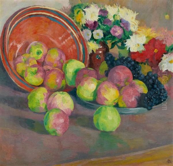 Frutta E Fiori Oil Painting by Giovanni Giacometti