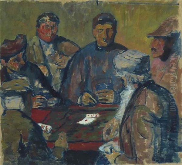 Giocatori (die Kartenspieler, Studie) Oil Painting by Giovanni Giacometti