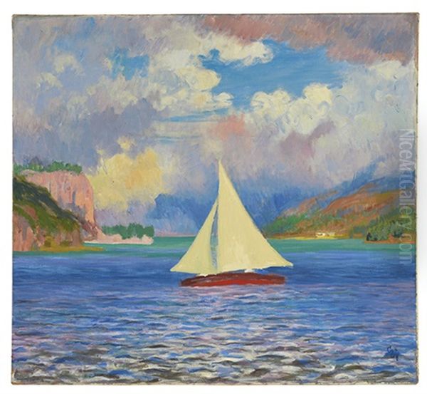 Segelboot Auf Dem Silsersee Oil Painting by Giovanni Giacometti