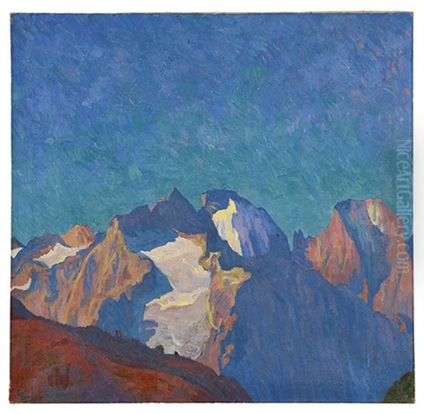 Blick Auf Albigna Und Die Bondasca Gruppe Oil Painting by Giovanni Giacometti