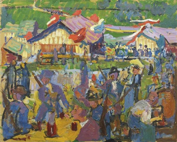 Schutzenfest Oil Painting by Giovanni Giacometti