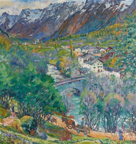 Paesaggio Di Bregaglia (novembre). Bergellerlandschaft Oil Painting by Giovanni Giacometti