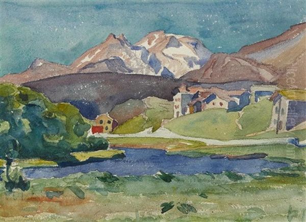 Capolago Mit Blick Auf Piz Lunghin Und Piz Grevasalvas Oil Painting by Giovanni Giacometti