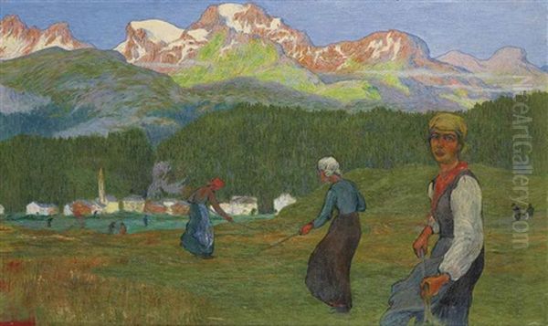 Heuerinnen Oil Painting by Giovanni Giacometti