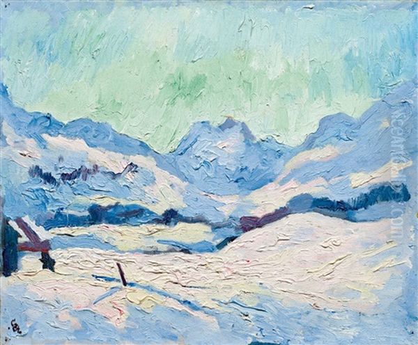 Winterlandschaft Bei Maloja Mit Blick Ins Fornotal Oil Painting by Giovanni Giacometti