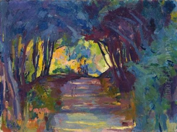 Waldweg (forest Track) Oil Painting by Giovanni Giacometti