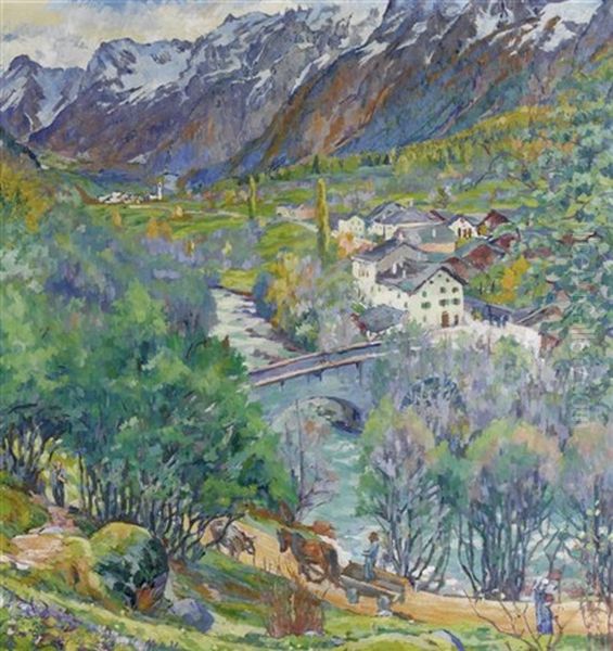 Paesaggio Di Bregaglia (novembre). Bergellerlandschaft Oil Painting by Giovanni Giacometti