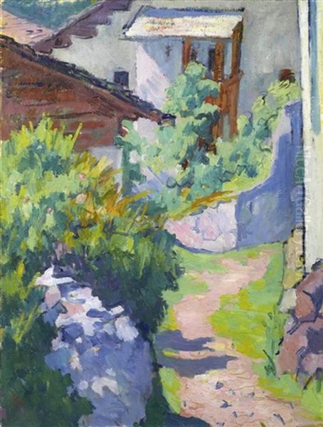 Haus Und Weg In Capolago Oil Painting by Giovanni Giacometti