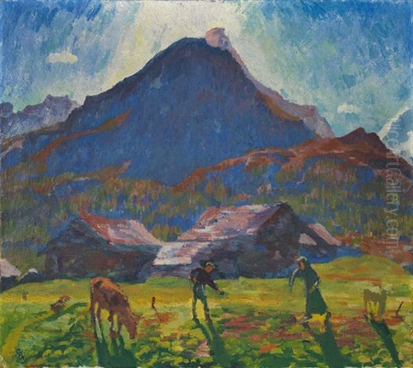 Mattino (margna) - Blick Von Capolago Auf Den Piz Della Margna Oil Painting by Giovanni Giacometti