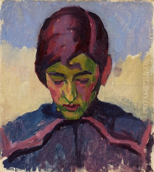 Bildnis Eines Jungen Madchens Oil Painting by Giovanni Giacometti