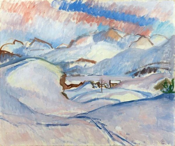 Winter Bei Capolago (winter At Capolago) Oil Painting by Giovanni Giacometti