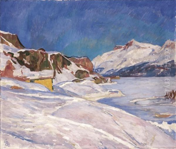 Winterlandschaft Bei Capolago (winter Lanscape Near Capolago) Oil Painting by Giovanni Giacometti