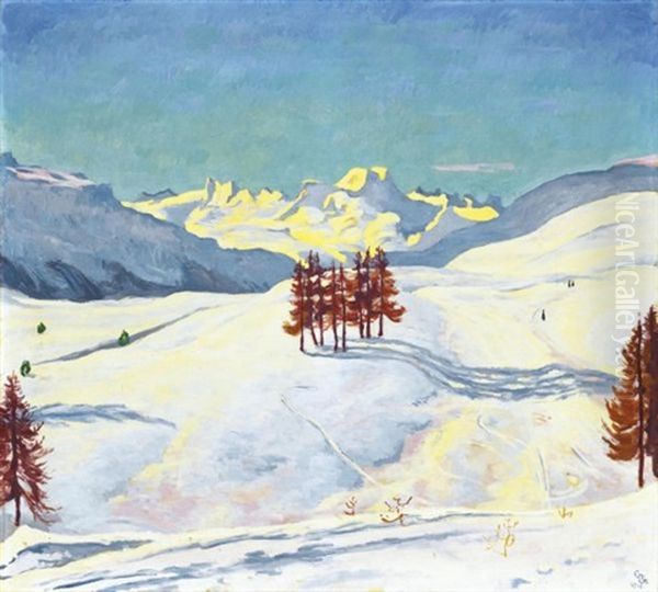 Winter Bei St. Moritz (winter Near St. Moritz) Oil Painting by Giovanni Giacometti