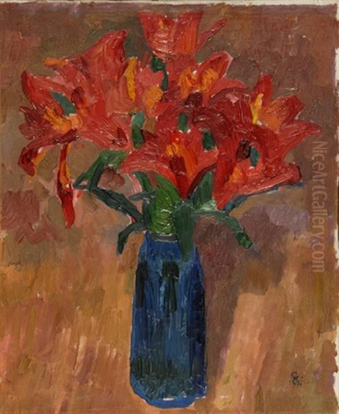 Tulipani - Vase Mit Tulpen Oil Painting by Giovanni Giacometti