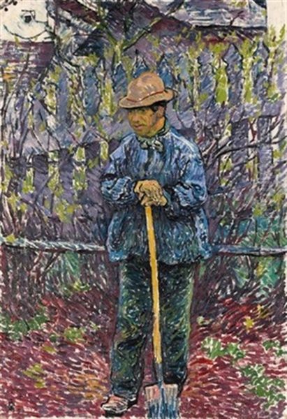 In Primavera (mann Mit Schaufel) Oil Painting by Giovanni Giacometti