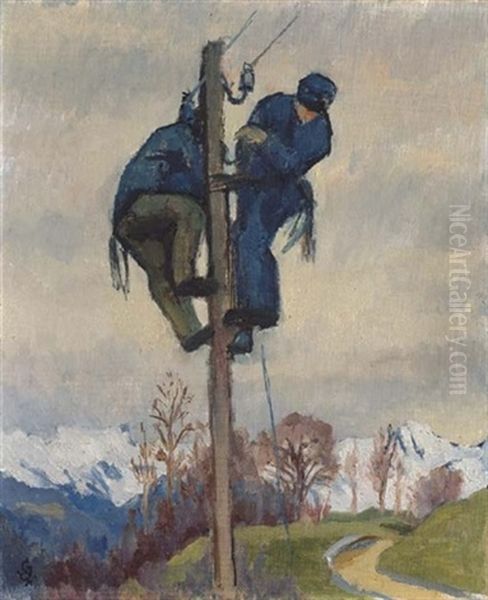 Telephonarbeiter Oil Painting by Giovanni Giacometti