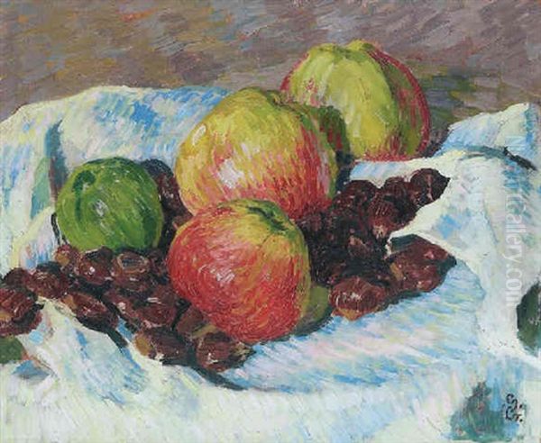 Apfel Und Kastanien Oil Painting by Giovanni Giacometti