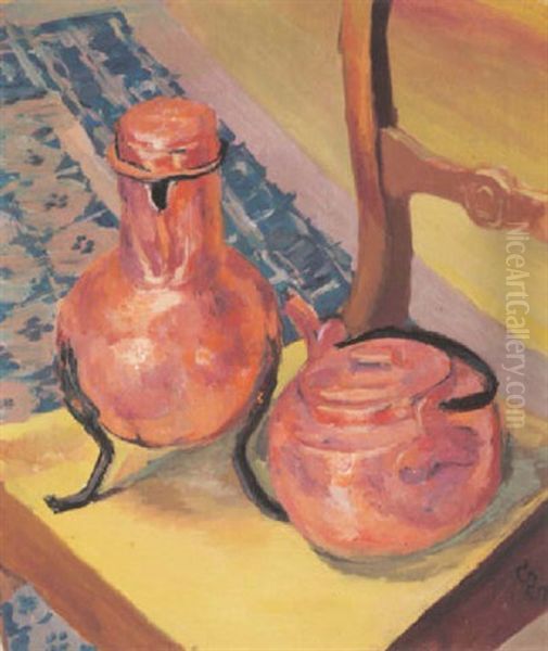 Kupferstilleben Auf Einem Stuhl Oil Painting by Giovanni Giacometti