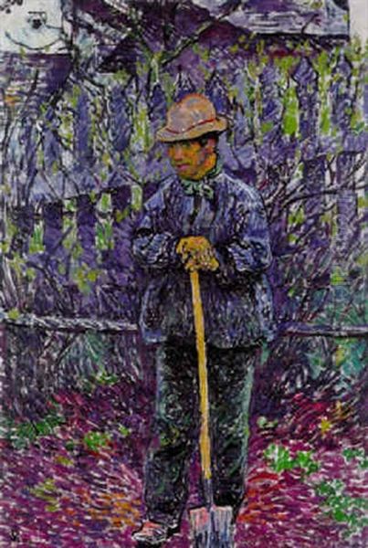 In Primavera (mann Mit Schaufel) Oil Painting by Giovanni Giacometti