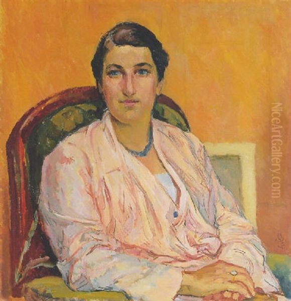 Bildnis Frau W. Oil Painting by Giovanni Giacometti