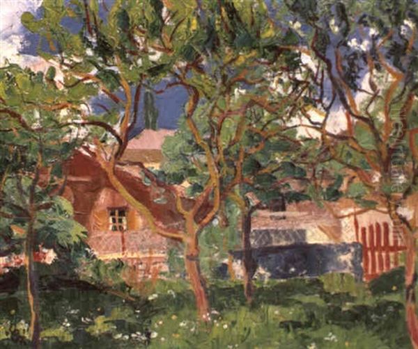 Das Haus Giacomettis In Stampa Oil Painting by Giovanni Giacometti