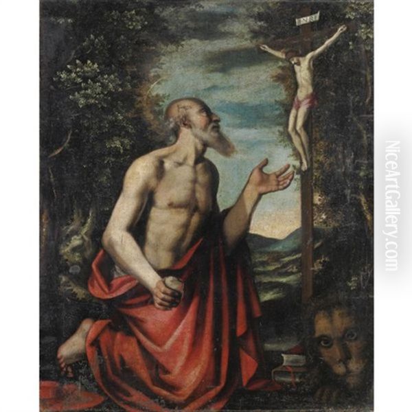 San Gerolamo Penitente Oil Painting by  Giampietrino