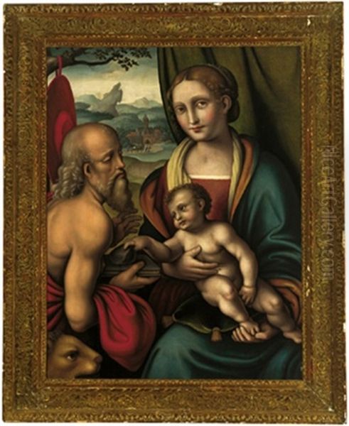 La Madonna Con Il Bambino E San Gerolama Oil Painting by  Giampietrino