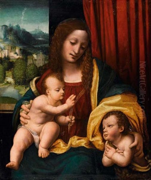 Madonna Mit Jesus Und Johannes Oil Painting by  Giampietrino