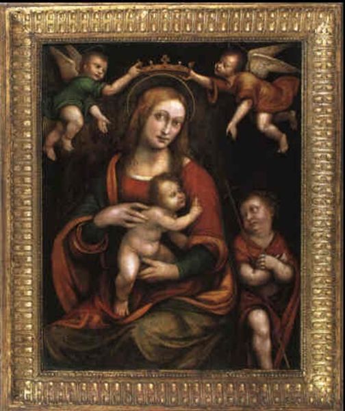 Madonna Col Bambino, San Giovannino E Due Angeli Oil Painting by  Giampietrino