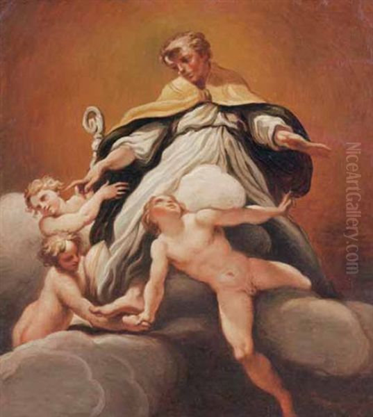 Sant'ilario (after Correggio) Oil Painting by Felice Giani