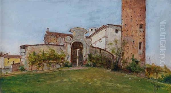 Il Castello Di Falletto, Cuneo Oil Painting by Giovanni Giani