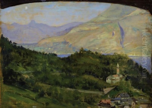 Montagna Di Gordona Vista Da Regoledo Oil Painting by Giovanni Giani