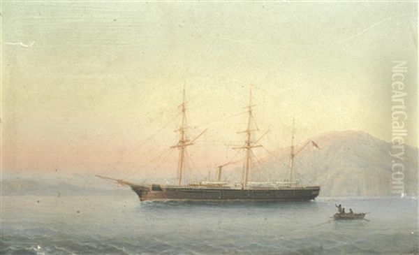 A Screw Sloop Of The Royal Navy Off The Maltese Coast Oil Painting by Girolamo Gianni