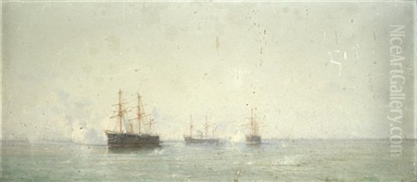 The Bombardment Of Alexandria On 11th July 1882 Oil Painting by Girolamo Gianni