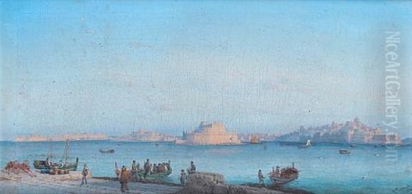 The Three Cities And The Grand Harbor, Malta Oil Painting by Girolamo Gianni