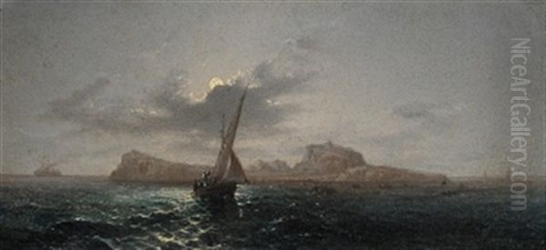 Segelboot Vor Malta (+ Bucht Von Neapel; Pair) Oil Painting by Girolamo Gianni