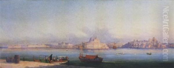 St. Angelo And The Barges Oil Painting by Girolamo Gianni