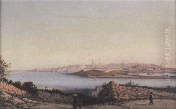 Manoel Island And Valletta From Gzira, Malta Oil Painting by Girolamo Gianni