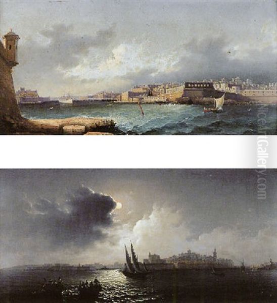 View Of Grand Harbour And A Part Of Valletta From Ricasoli Point Oil Painting by Girolamo Gianni