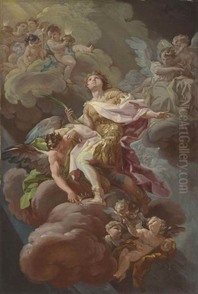 Saint Hermenegild Surrounded By Angels And Cherubs Oil Painting by Corrado Giaquinto