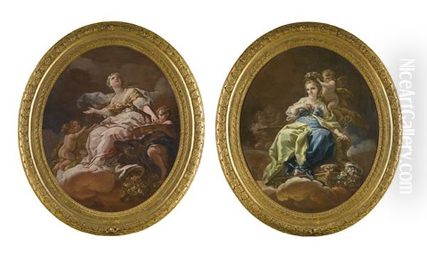 An Allegory Of Liberty; An Allegory Of Public Happiness (pair) Oil Painting by Corrado Giaquinto