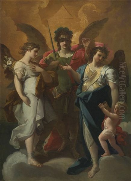 The Archangel With Saints Oil Painting by Corrado Giaquinto