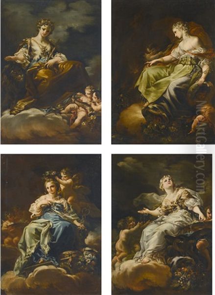 Allegories Of Peace, Civic Virtue, Liberty And Magnanimity (set Of 4) Oil Painting by Corrado Giaquinto