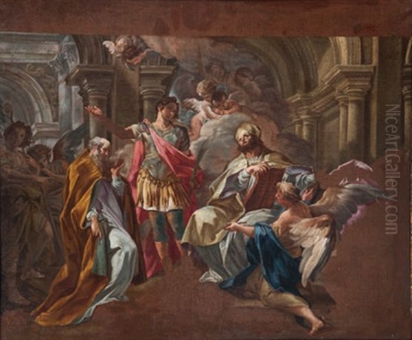 Die Heiligen Ercolano, Ippolito Und Taurino Oil Painting by Corrado Giaquinto