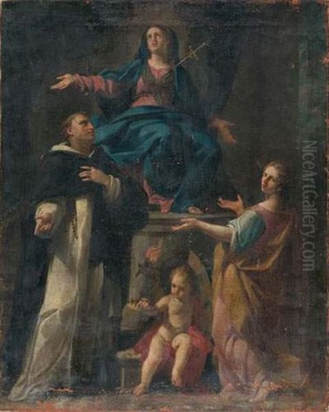 Vierge De Douleur, Saint Dominique Et Sainte Catherine D'alexandrie Oil Painting by Corrado Giaquinto