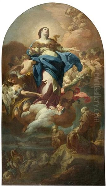 Maria Immaculata Mit Dem Propheten Elias Oil Painting by Corrado Giaquinto