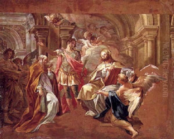 The Martyrdom Of Saints Ippolito, Taurino And Ercolano Oil Painting by Corrado Giaquinto