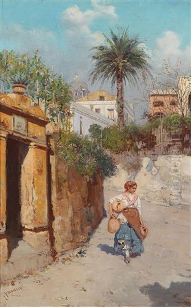 Eine Gasse Auf Capri Oil Painting by Carmine Giardiello