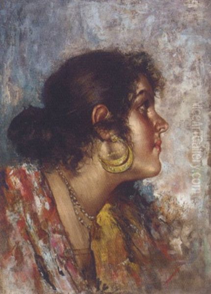 An Italian Girl In Contemplation Oil Painting by Carmine Giardiello